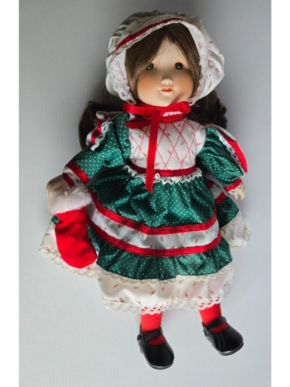 Vintage Scarce Holly Hobbie 1985 Christmas Wishes Porcelain Doll by Gorham